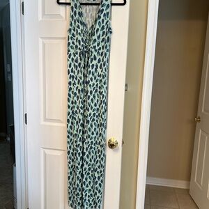 Green and Blue Patterned Maxi Dress